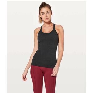 Lululemon Ebb To Street Tank II Womens 8 Charcoal Built In Bra EUC